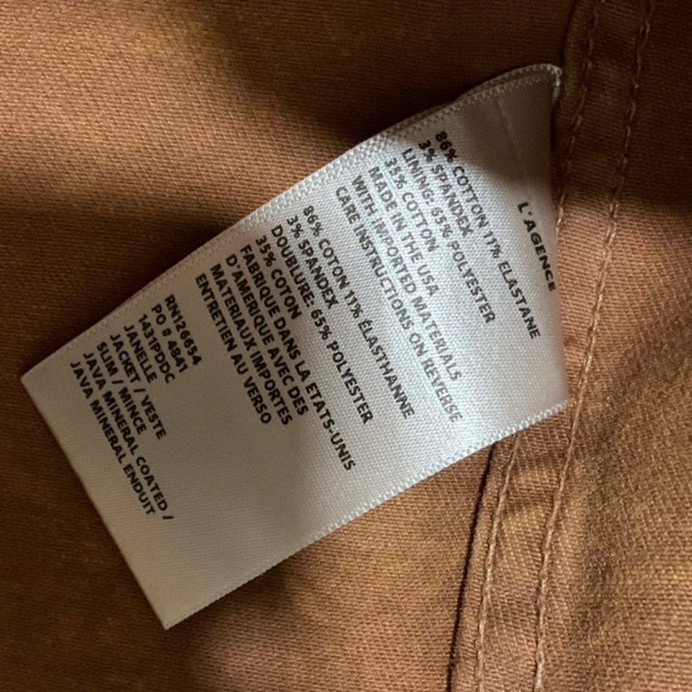 SALE🌟LIKE NEW L'AGENCE | SZ S | Janelle Coated Cropped Slim Raw Hem Jacket Java - Picture 7 of 9
